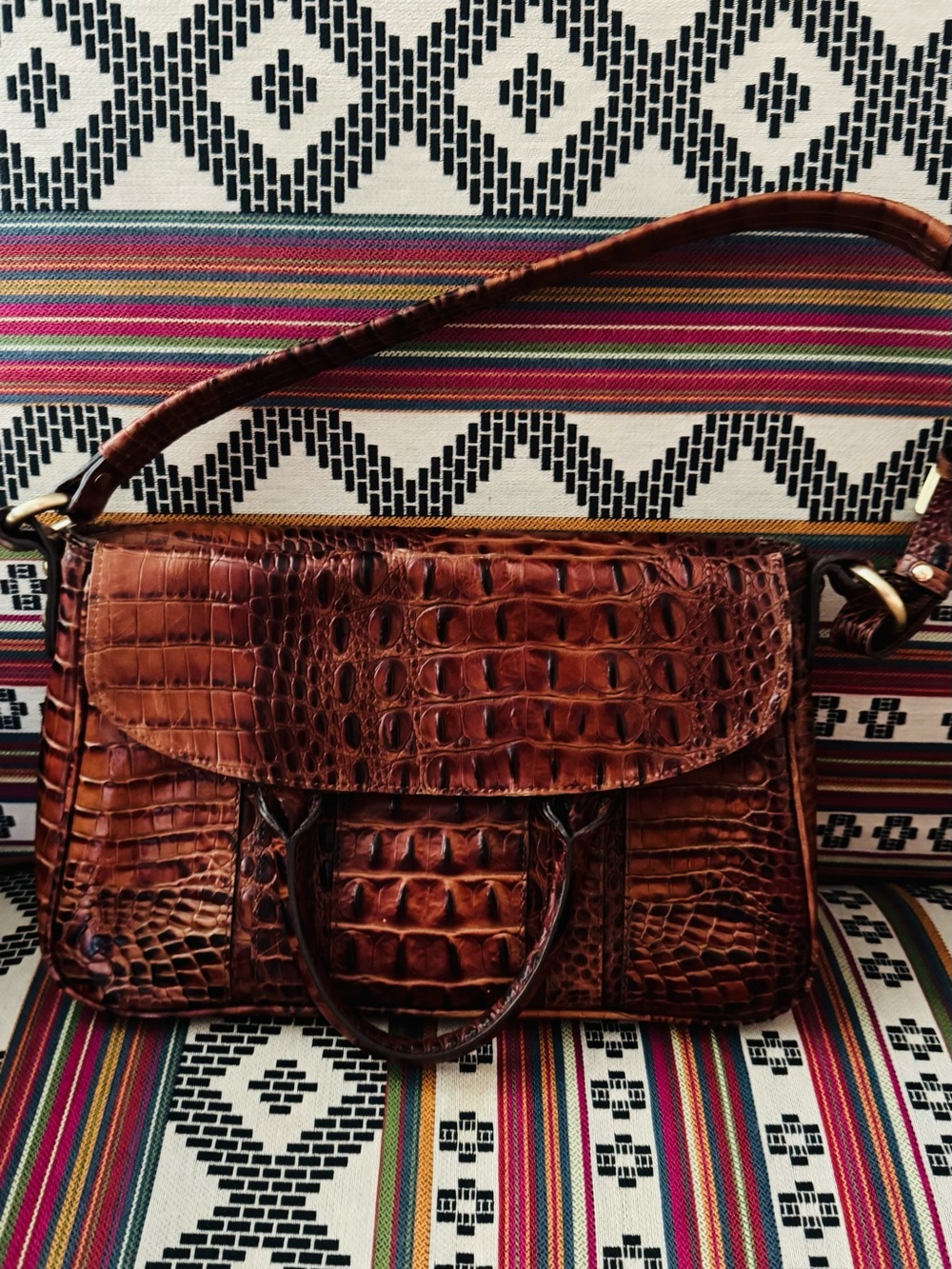 Brahmin Flaire Fold-over-to Shoulder-Strap measures 11 in wide x 11 in tall - Picture 16 of 16